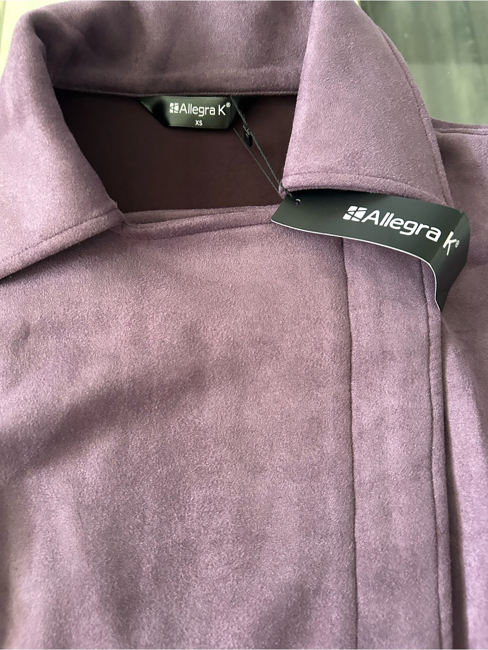 Allegra K Lavender Suede-Look Trench Coat